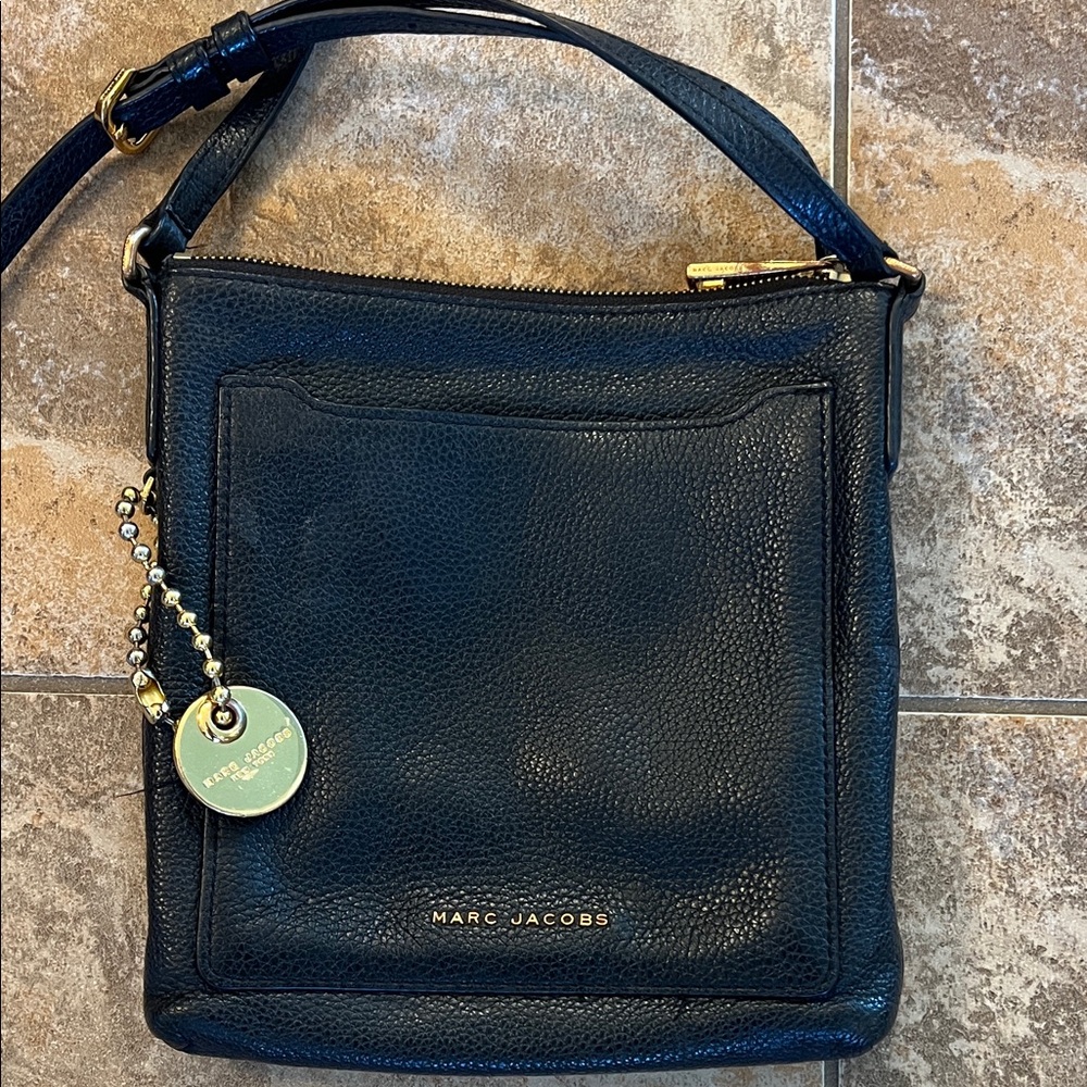 Marc Jacobs Black Crossbody Bag with Gold Accents